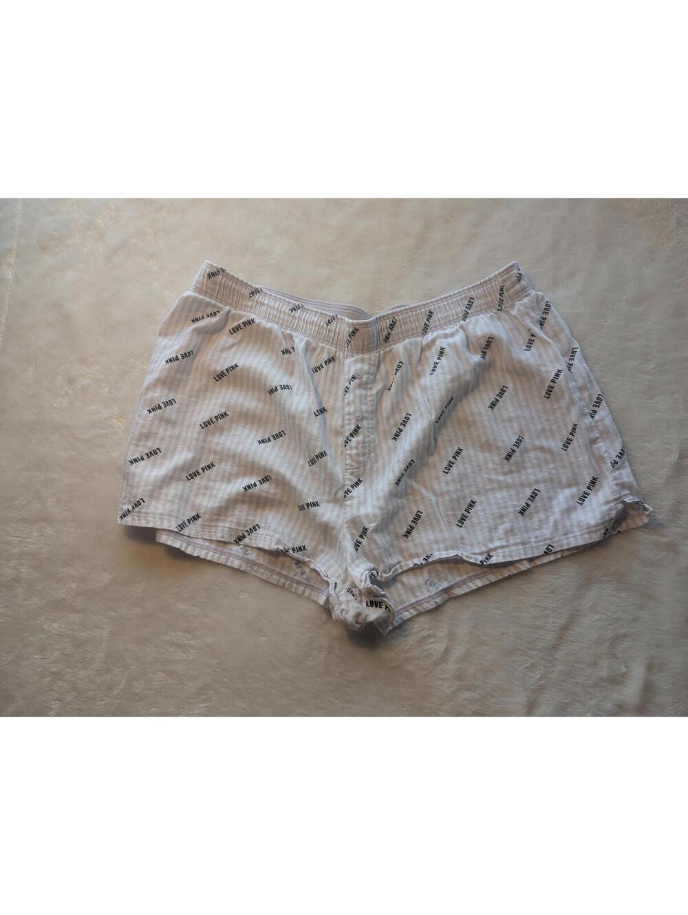 PINK Women's Casual Shorts - Light Striped with Button Detail